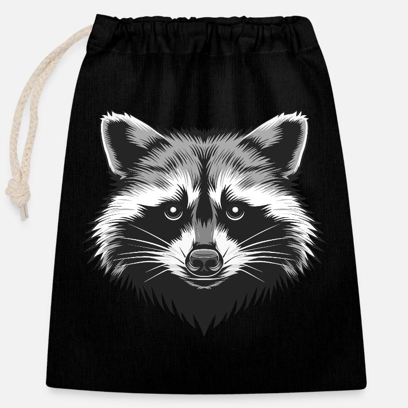 Raton laveur - Sac cadeau en coton avec cordon (25 x 30 cm) - noir