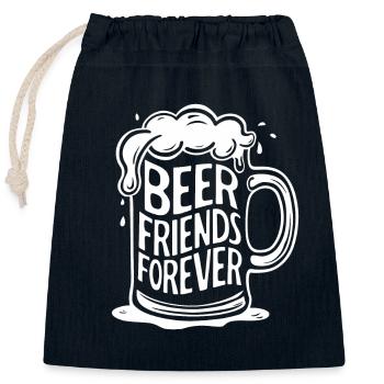 Beer Mug Saying Beer Friends Forever - Closable cotton gift bag (25x30cm) - navy - Front