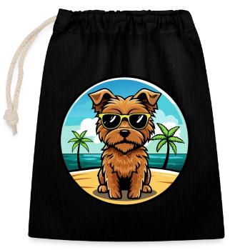 Norfolk Terrier Hunderasse Cartoon Sonnenbrille Strand - Verschließbarer Geschenkbeutel aus Baumwolle (25x30cm) - Schwarz - Vorne
