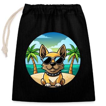 Braque Francais Dog Breed Cartoon Sunglasses Beach - Closable cotton gift bag (25x30cm) - black - Front