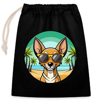 Cirneco Dell Etna Hunderasse Cartoon Sonnenbrille Strand - Verschließbarer Geschenkbeutel aus Baumwolle (25x30cm) - Schwarz - Vorne