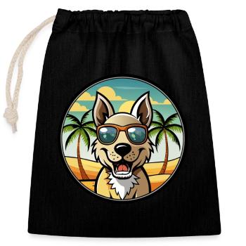 Indien Paria Chien Race Dessin Animé Lunettes De Soleil Plage - Sac cadeau en coton avec cordon (25 x 30 cm) - noir - Devant