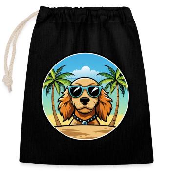 Norfolk Spaniel Hunderasse Cartoon Sonnenbrille Strand - Verschließbarer Geschenkbeutel aus Baumwolle (25x30cm) - Schwarz - Vorne