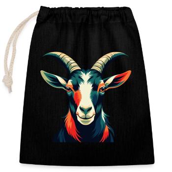 Chèvre Dessin animé Personnage Animal de compagnie coloré - Sac cadeau en coton avec cordon (25 x 30 cm) - noir - Devant