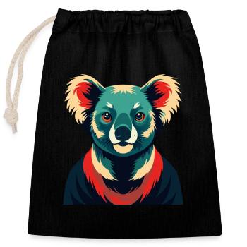 Koala Cartoon Figur Buntes Haustier Tier - Verschließbarer Geschenkbeutel aus Baumwolle (25x30cm) - Schwarz - Vorne