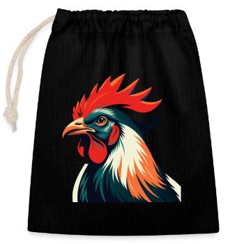 Chicken Cartoon Character Colorful Pet Animal - Closable cotton gift bag (25x30cm) - black - Front