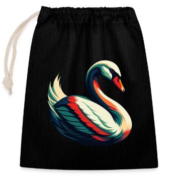 Schwan Zeichentrickfigur Buntes Haustier Tier - Verschließbarer Geschenkbeutel aus Baumwolle (25x30cm) - Schwarz - Vorne