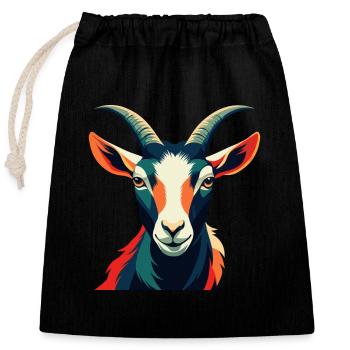 Goat Cartoon Character Colorful Pet Animal - Closable cotton gift bag (25x30cm) - black - Front
