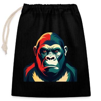 Gorille Dessin Animé Personnage Animal De Compagnie Coloré - Sac cadeau en coton avec cordon (25 x 30 cm) - noir - Devant