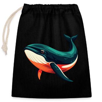 Whale Cartoon Character Colorful Pet Animal - Closable cotton gift bag (25x30cm) - black - Front