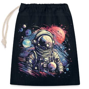 Astronaute cool au look rétro - Sac cadeau en coton avec cordon (25 x 30 cm) - bleu marine - Devant