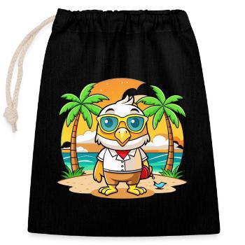 Hawk Funny Cartoon Summer Beach Sunglasses - Closable cotton gift bag (25x30cm) - black - Front