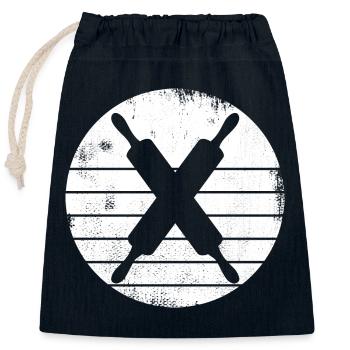 Rolling pin - Closable cotton gift bag (25x30cm) - navy - Front