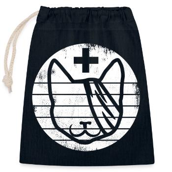 First aid for cats - Closable cotton gift bag (25x30cm) - navy - Front