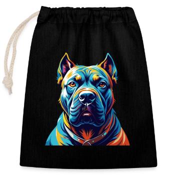 Perro De Presa Canario Chien Race Dessin Animé Kawaii - Sac cadeau en coton avec cordon (25 x 30 cm) - noir - Devant