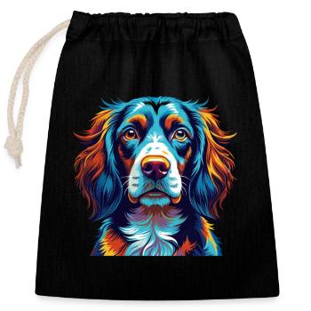 Picardie Spaniel Hunderasse Bunte Karikatur Kawaii - Verschließbarer Geschenkbeutel aus Baumwolle (25x30cm) - Schwarz - Vorne