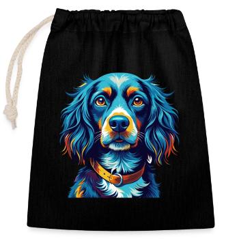 Blauer Picardy Spaniel Hund Rasse Karikatur Kawaii - Verschließbarer Geschenkbeutel aus Baumwolle (25x30cm) - Schwarz - Vorne