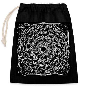 B&W Web Mandala - Verschließbarer Geschenkbeutel aus Baumwolle (25x30cm) - Schwarz - Vorne