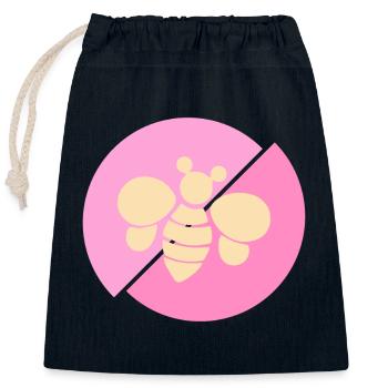 Abeille contrastée rose pastel - Sac cadeau en coton avec cordon (25 x 30 cm) - bleu marine - Devant