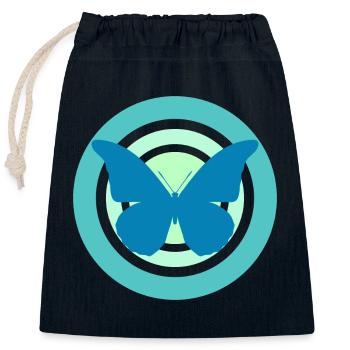 Butterfly Green Tones - Closable cotton gift bag (25x30cm) - navy - Front