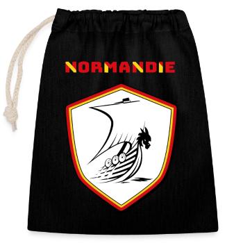 Normandie - Sac cadeau en coton avec cordon (25 x 30 cm) - noir - Devant