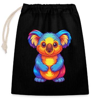 Koala Bunte Kawaii Cartoon Figur Clipart - Verschließbarer Geschenkbeutel aus Baumwolle (25x30cm) - Schwarz - Vorne