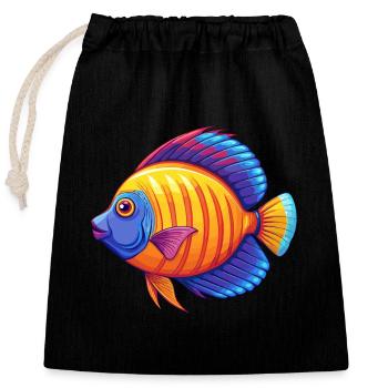 Kaiser Kaiserfisch Bunte Kawaii Cartoon Clipart - Verschließbarer Geschenkbeutel aus Baumwolle (25x30cm) - Schwarz - Vorne
