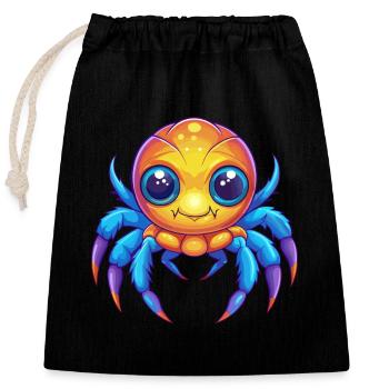 Seespinne Buntes Kawaii Cartoon Meerestier - Verschließbarer Geschenkbeutel aus Baumwolle (25x30cm) - Schwarz - Vorne