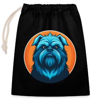 Affenpinscher Dog Cute Kawaii Cartoon Animal Logo - Closable cotton gift bag (25x30cm) - black - Front