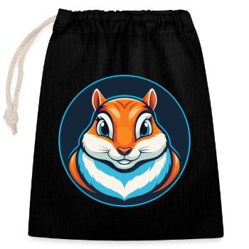 Chipmunk mignon Kawaii dessin animé Animal Animal Logo - Sac cadeau en coton avec cordon (25 x 30 cm) - noir - Devant