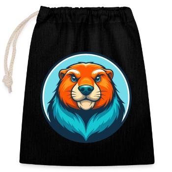 Marmot Cute Kawaii Cartoon Clipart Animal Pet Logo - Closable cotton gift bag (25x30cm) - black - Front