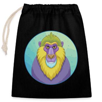 Mandrill Cute Kawaii Cartoon Clipart Animal Pet - Closable cotton gift bag (25x30cm) - black - Front