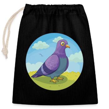 Taube Niedliche Kawaii Cartoon Clipart Tier Haustier - Verschließbarer Geschenkbeutel aus Baumwolle (25x30cm) - Schwarz - Vorne