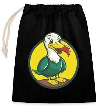 Albatross Cute Kawaii Cartoon Clipart Pet Animal - Closable cotton gift bag (25x30cm) - black - Front