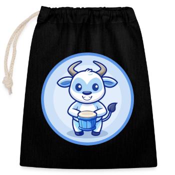 Bongo Blau Kawaii Cartoon Figur Clipart Haustier - Verschließbarer Geschenkbeutel aus Baumwolle (25x30cm) - Schwarz - Vorne