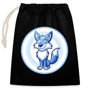 Kojote Blau Kawaii Cartoon Figur Clipart Haustier - Verschließbarer Geschenkbeutel aus Baumwolle (25x30cm) - Schwarz - Vorne