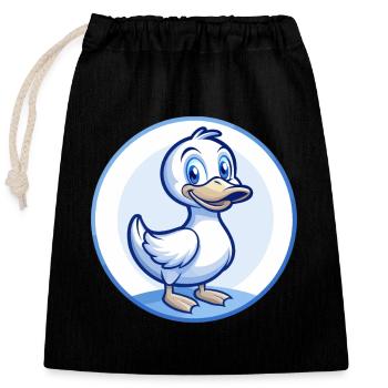 Canard Bleu Kawaii Dessin Animé Personnage Clipart Animal de compagnie - Sac cadeau en coton avec cordon (25 x 30 cm) - noir - Devant