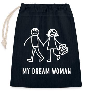 Design de bière pour femme de mes rêves - Sac cadeau en coton avec cordon (25 x 30 cm) - bleu marine - Devant