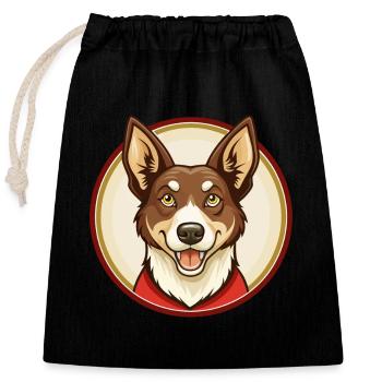 Australischer Kelpie Hund Kawaii Zeichentrickfigur Haustier - Verschließbarer Geschenkbeutel aus Baumwolle (25x30cm) - Schwarz - Vorne