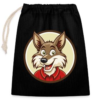Kojote Bunte Kawaii Cartoon Figur Clipart - Verschließbarer Geschenkbeutel aus Baumwolle (25x30cm) - Schwarz - Vorne