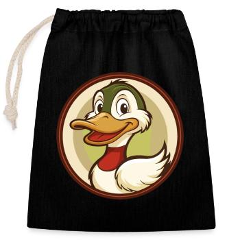 Canard Coloré Kawaii Dessin Animé Personnage Clipart Animal de compagnie - Sac cadeau en coton avec cordon (25 x 30 cm) - noir - Devant