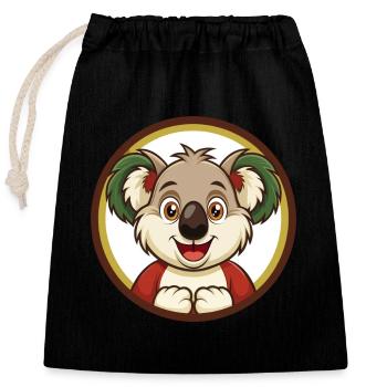 Koala Bunte Kawaii Cartoon Figur Clipart - Verschließbarer Geschenkbeutel aus Baumwolle (25x30cm) - Schwarz - Vorne