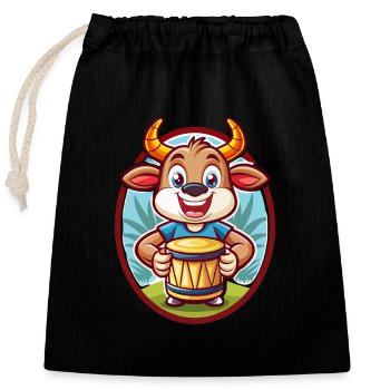 Bongo Niedlich Lustig Kawaii Cartoon Clipart Tier Haustier - Verschließbarer Geschenkbeutel aus Baumwolle (25x30cm) - Schwarz - Vorne