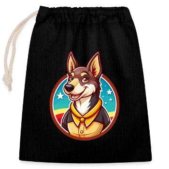 Australischer Kelpie Hund Lustiges Kawaii Cartoon Tier - Verschließbarer Geschenkbeutel aus Baumwolle (25x30cm) - Schwarz - Vorne
