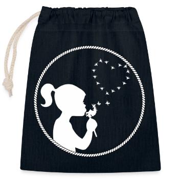 Fille Pissenlit Coeur Blanc - Sac cadeau en coton avec cordon (25 x 30 cm) - bleu marine - Devant