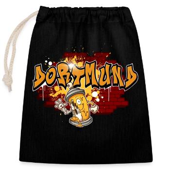 Dortmund Graffiti - Sac cadeau en coton avec cordon (25 x 30 cm) - noir - Devant