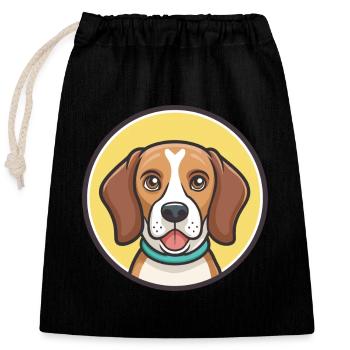 Beagle Harrier Hunderasse Cartoon Kawaii Clipart - Verschließbarer Geschenkbeutel aus Baumwolle (25x30cm) - Schwarz - Vorne