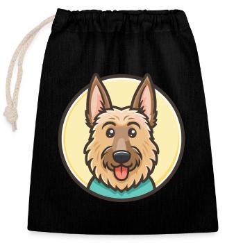 Berger Picard Hund Rasse Cartoon Kawaii Clipart Haustier - Verschließbarer Geschenkbeutel aus Baumwolle (25x30cm) - Schwarz - Vorne