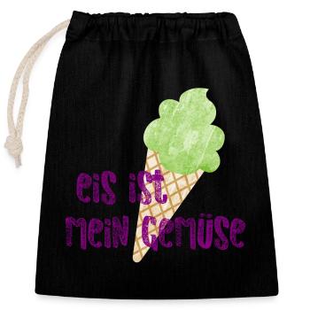 Eis coole lustige Sprüche Gemüse schlecken Eiskrem - Verschließbarer Geschenkbeutel aus Baumwolle (25x30cm) - Schwarz - Vorne