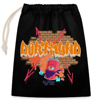 Dortmund Graffiti - Sac cadeau en coton avec cordon (25 x 30 cm) - noir - Devant